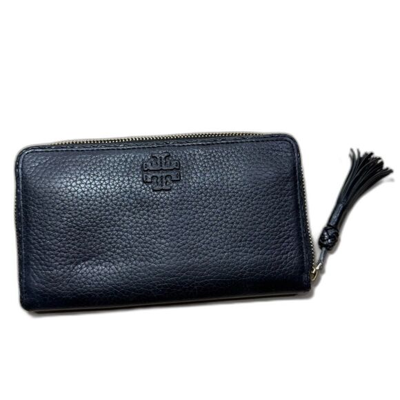 Tory Burch Taylor Zip Continental Leather Wallet - Black - Picture 4 of 9